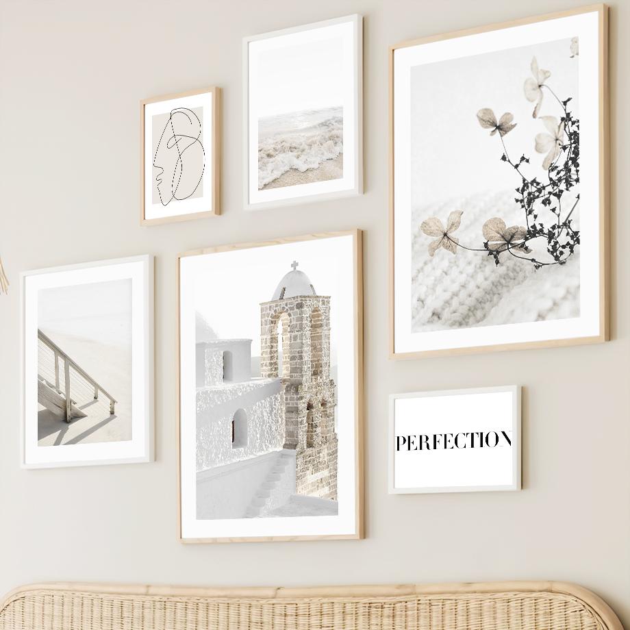 Wall Art Canvas Painting Sandy Beach White House Street Flower Abstract Nordic Posters And Prints Wall Pictures For Living Room