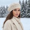 Вязаная Цветочная Шерстяная Беретка Берет со Стразами Классический Французский Стиль Кепка Художника Для Повседневного Использования