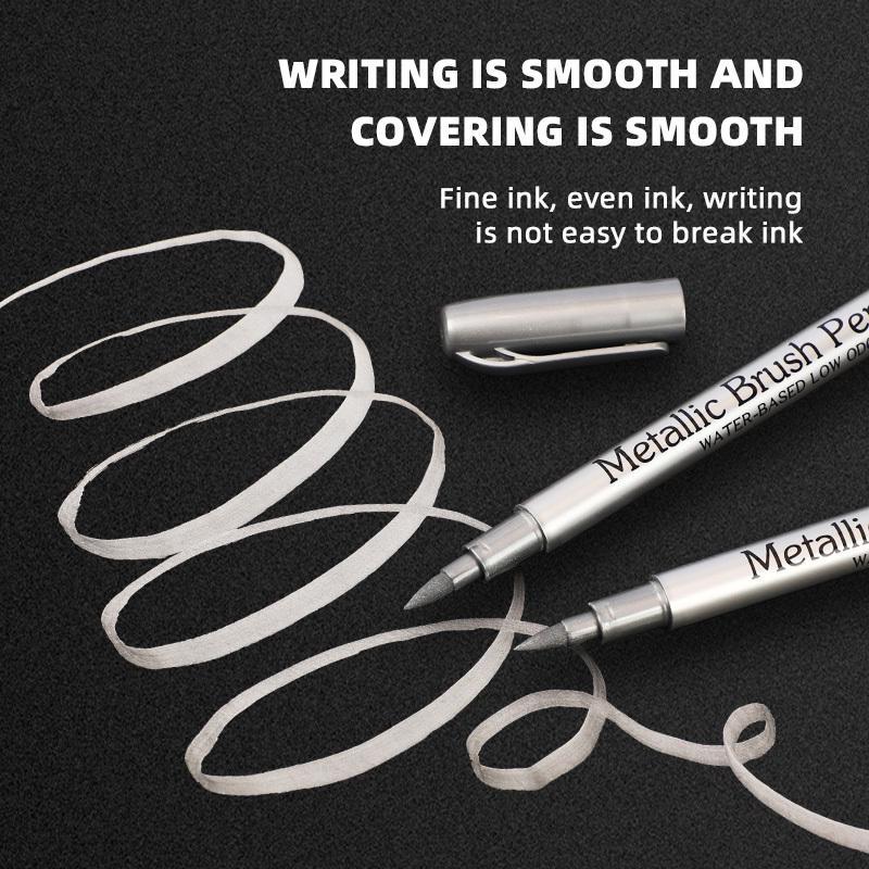 2 шт., кисть золотого, серебряного цвета, металлические маркеры, маркер для перманентной краски для наскальной живописи, керамическое стекло, принадлежности для рисования своими руками