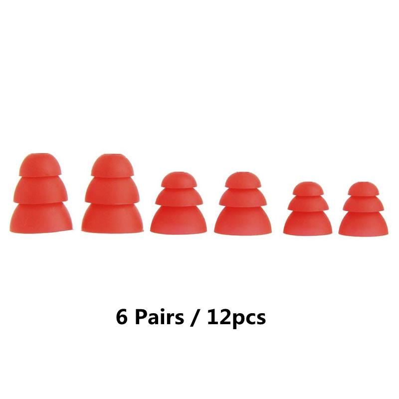 12 PCS/6 Pairs Three Layer Silicone Pads In-Ear Earphone Covers Cap Replacement Headphone Tips Earbuds Ear Pads for Headset