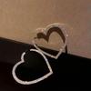 RSAMD Fashion Big Heart Crystal Hoop Earrings for Women Geometric Rhinestones Earr`jo-Silver