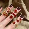 Кольцо Ankola Red Love с глазурью-капелью, Женское кольцо на указательный палец в стиле легкой роскоши и ретро, Высококачественное кольцо для stacking