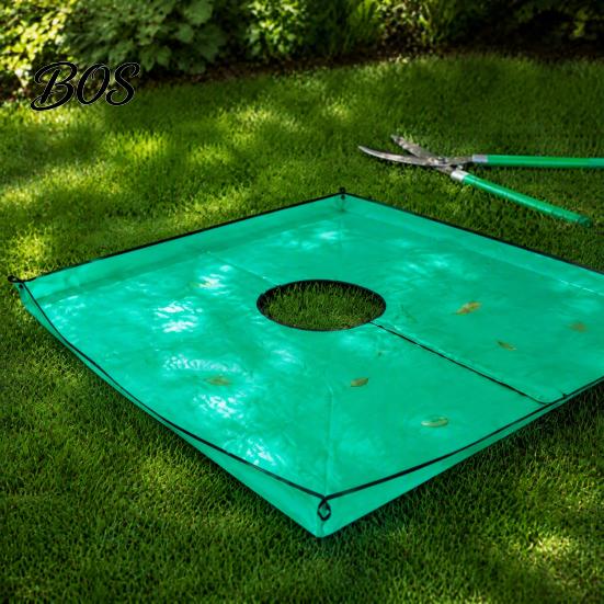 Heavy Duty Pruning Tarp Landscape with Hole, Metal Buckles, Waterproof Waste Tarp, Large Capacity Leaf Collector Garden Tree Bush Trimming for