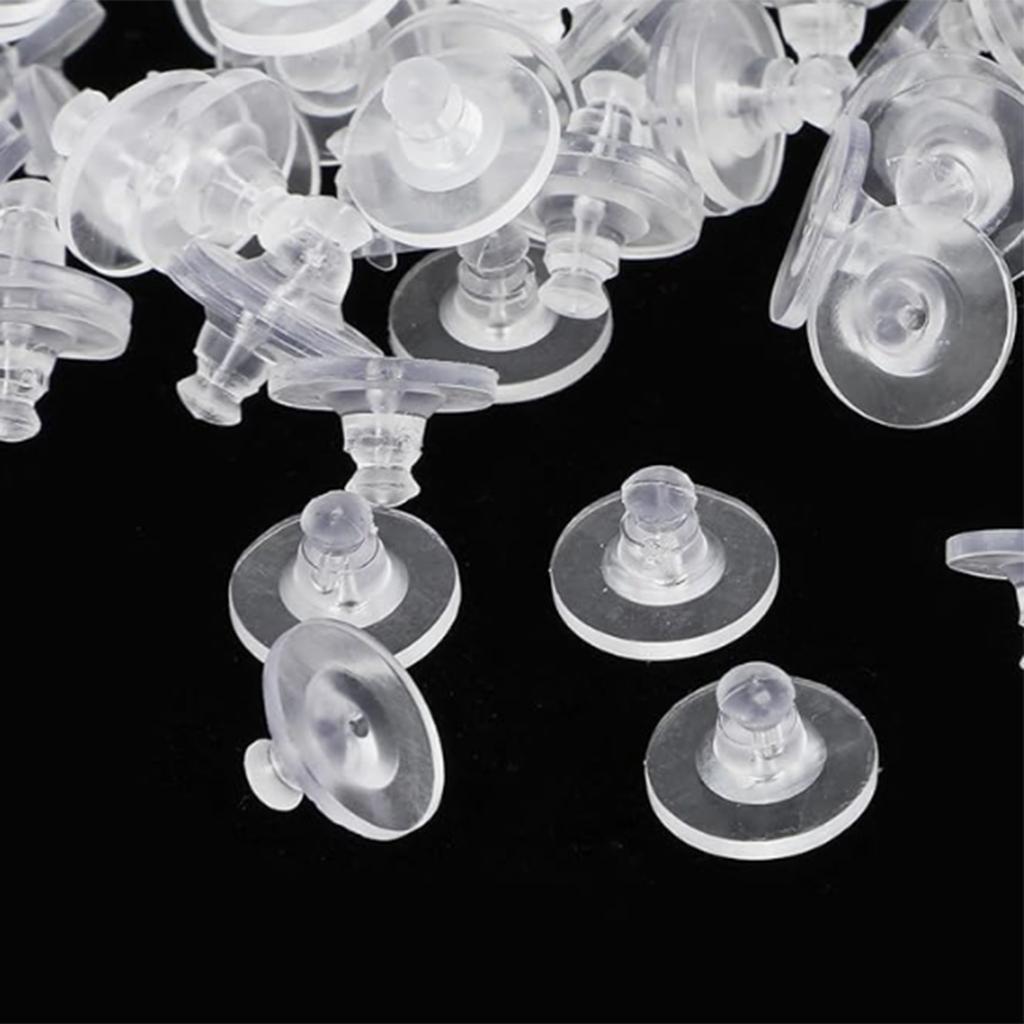 100pcs Clear Rubber Earring Stopper Plugs Secure Ear Studs Back Accessories Earrings Closures for Jewelry Enthusiasts