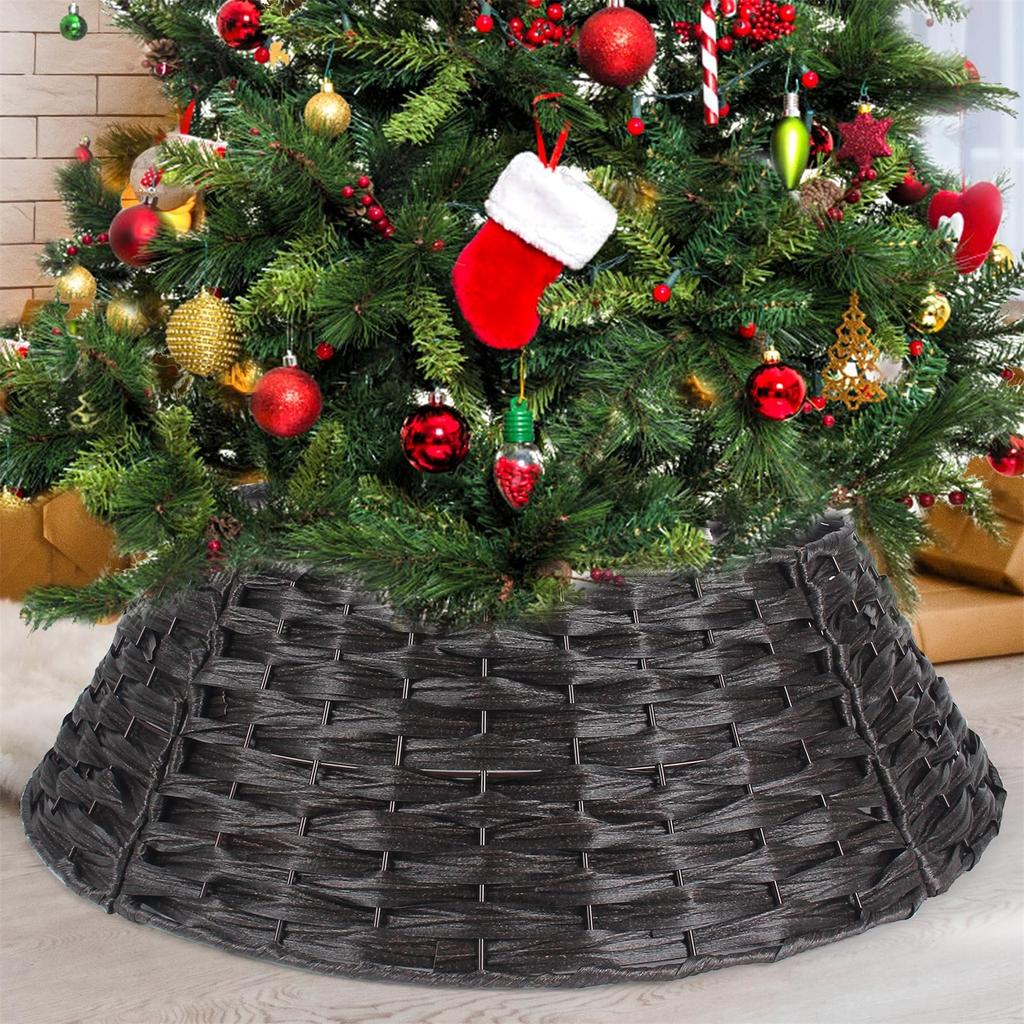 Деревенский воротник для рождественской елки 28 дюймов плетеная плетеная основа для дерева подставка чехол для искусственного праздничного украшения кольцо юбка корзина для дерева, натуральный и устойчивый