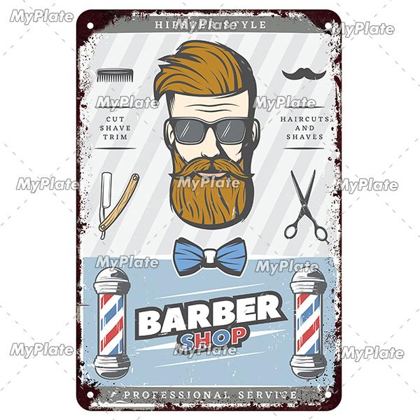 Винтажный постер парикмахерской, металлическая табличка, жестяная табличка, настенные поделки, ретро-декор для дома, украшение, подарок