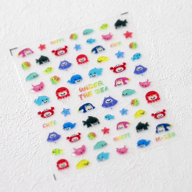 1pcs 5D Rabbit Nail Stickers Cartoon Pink Blue Flower Adhesive Nail Art Decorations Decals Slider DIY
