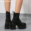 Вязаные женские ботильоны на платформе, сексуальные высокие каблуки, зимняя обувь 2025 года, дизайнерские толстые туфли-лодочки в готическом стиле Botas Mujer