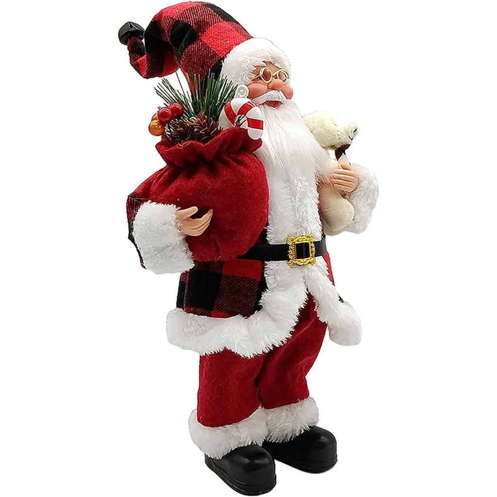 Christmas Sitting Standing Santa Claus Figurines Doll Cute 12inch Xmas Tree Party Ornament Table Office Fireplace Home Decor