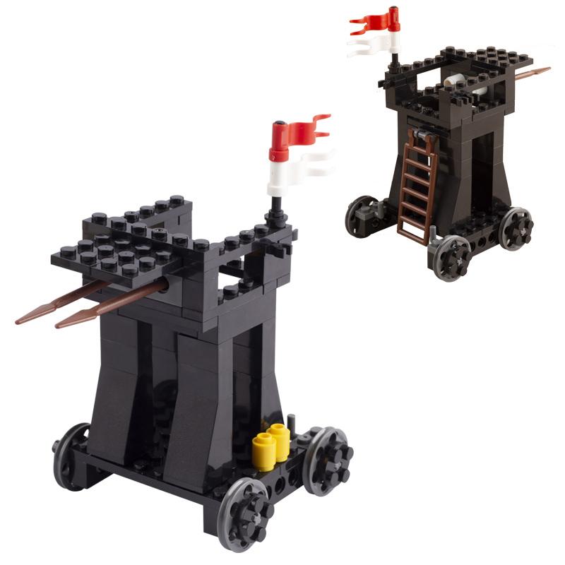 MOC Средневековые военные строительные блоки солдаты фигурки аксессуары костер палатка транспорт повозка боевой конь оружие кирпичи игрушка
