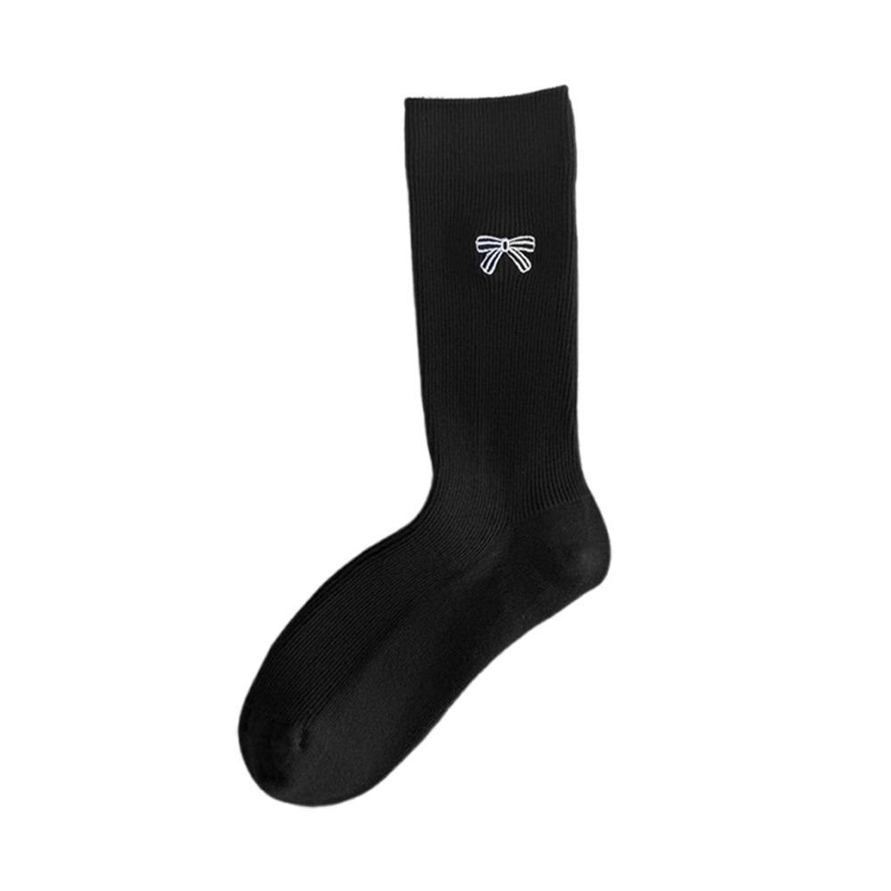 Seamless Women's Mid-Calf Socks Spring Autumn Slouchy Socks Embroidered Bow Socks  for Women Girls
