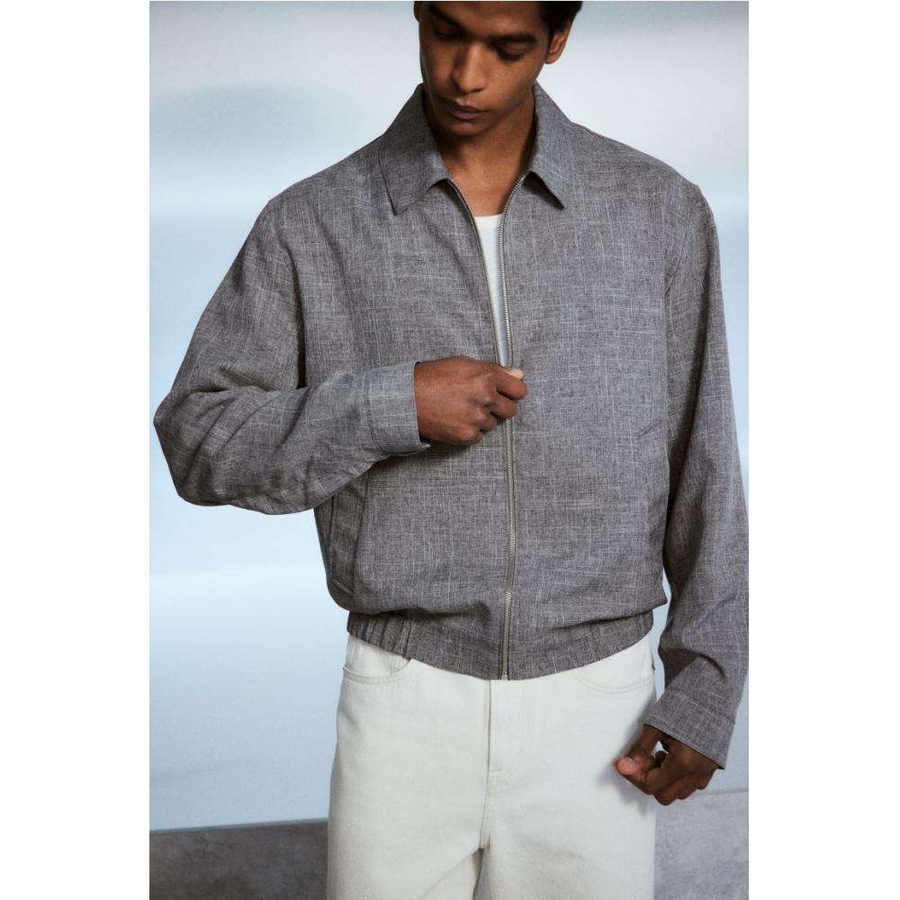 Куртка HM Regular Fit Twill темно-серого меланжевого цвета