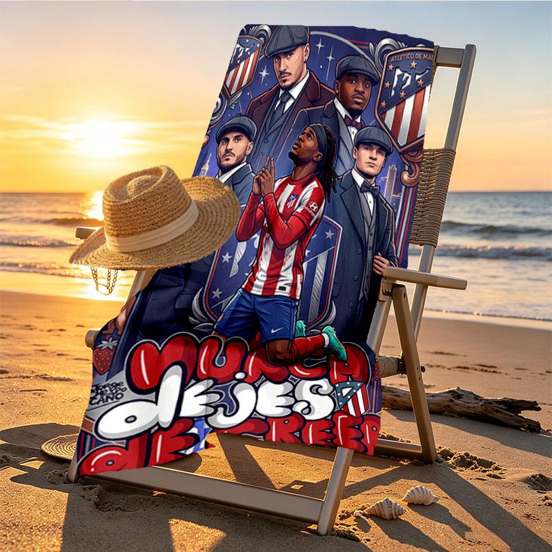 Atletico de Madrid Print Beach Towel Design, Soft, Lightweight. for Home Bathroom, Spa, Pool, Yoga, Surfing, Camping, Gift for Family, Friend