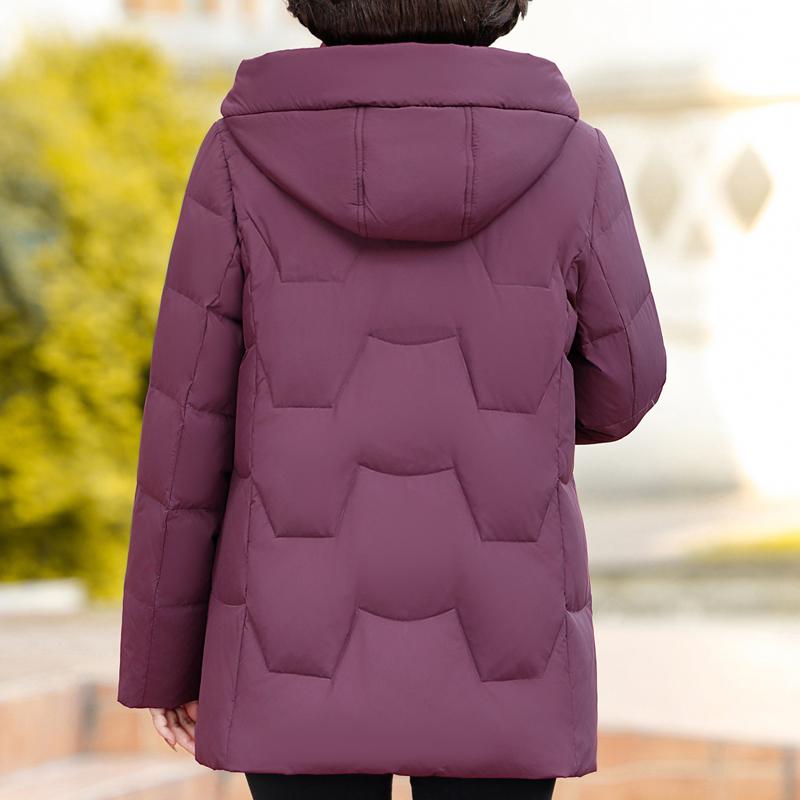 Зимнее пуховое пальто для женщин винтажное больших размеров верхняя одежда с капюшоном элегантное толстое теплое вышитое пуховик женский парки