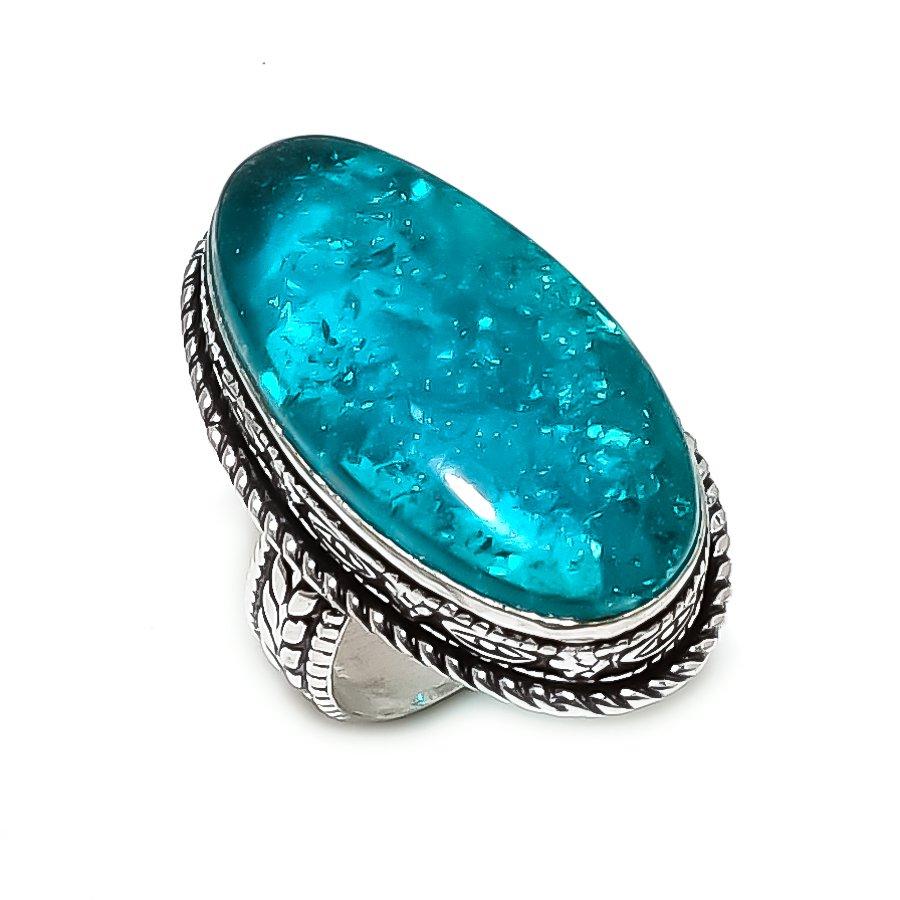 Кольцо из серебра 925 пробы с натуральным янтарем и драгоценным камнем, размер 8 d1V97