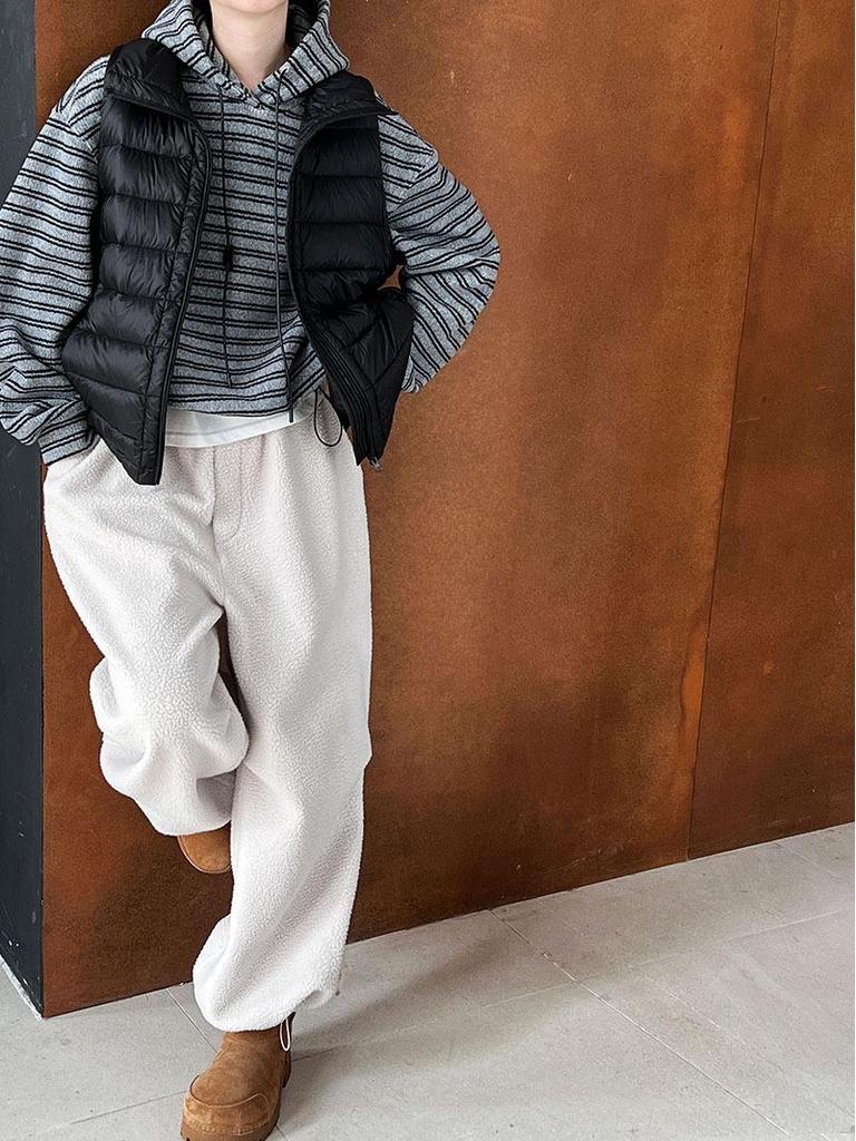 Женская корейская толстовка с капюшоном Luxi с контрастными полосками - Зима 2024 Плюс бархатный толстый повседневный топ 2839