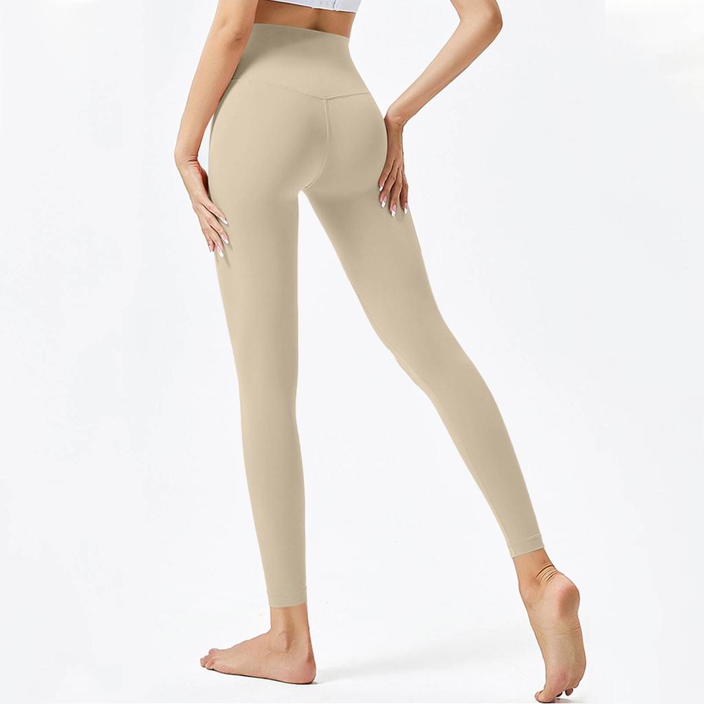 Женские модные однотонные штаны для йоги с высокой талией, узкие спортивные штаны для фитнеса