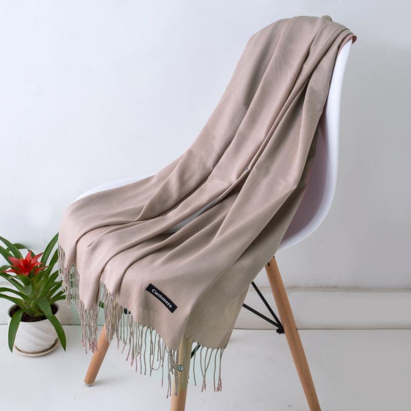 Solid Color Imitation Cashmere Scarf Women, Thin Spring and Summer Long Air Conditioner Shawl, Autumn and Winter Warm Malaysian Headscarf