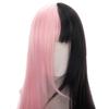 Women Female Synthetic Bangs Cosplay Lolita Double Color Toupee Black&pink Wig Long Straight Hair