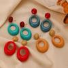Осенне-зимние темпераментные серьги для женщин, ретро, контрастного цвета, большие акриловые серьги-подвески в виде круга, новый трендовый циркон