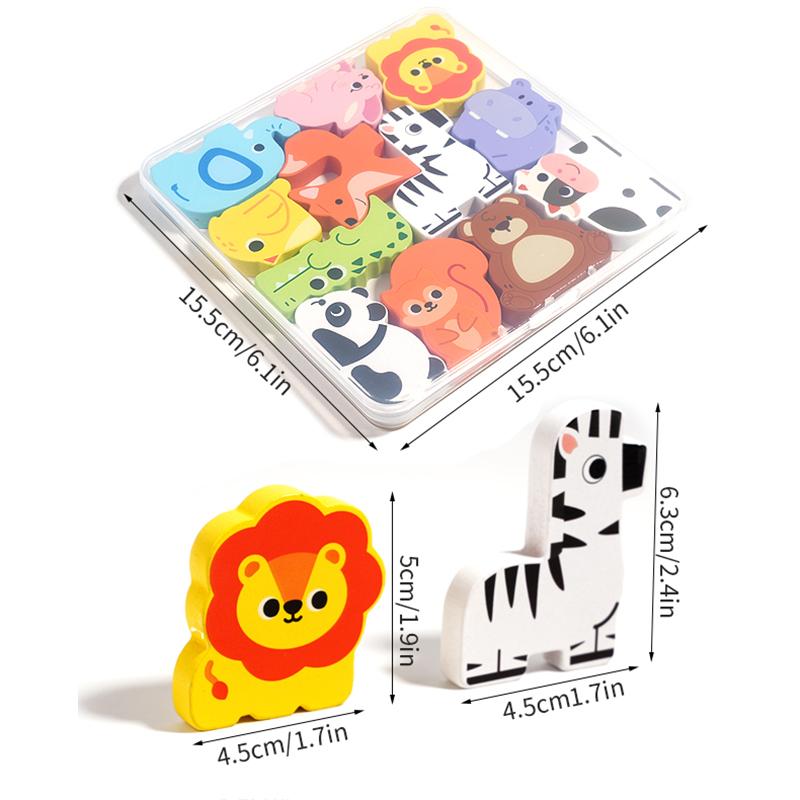 Детские деревянные игрушки-пазлы на логическое мышление, мультяшная еда, животные, динозавры, познание дорожного движения, сопоставление, развивающие игрушки