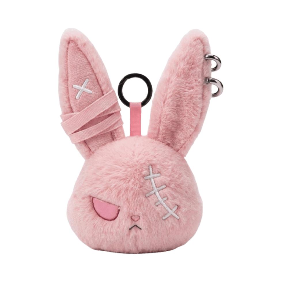 Gothic Wounded Rabbit Keyring Hoop Earrings Cute Furry Bag Pendant  Gift For Women
