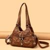 Women's Retro Soft Leather Shoulder Bag Crossbody Bag Large Capacity Tote Bag Mother Bag