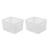Rectangular Decorative Storage Baskets 2 Pack with Cut-Out Handles Ideal Organizing Household Items Toys Garage Supplies