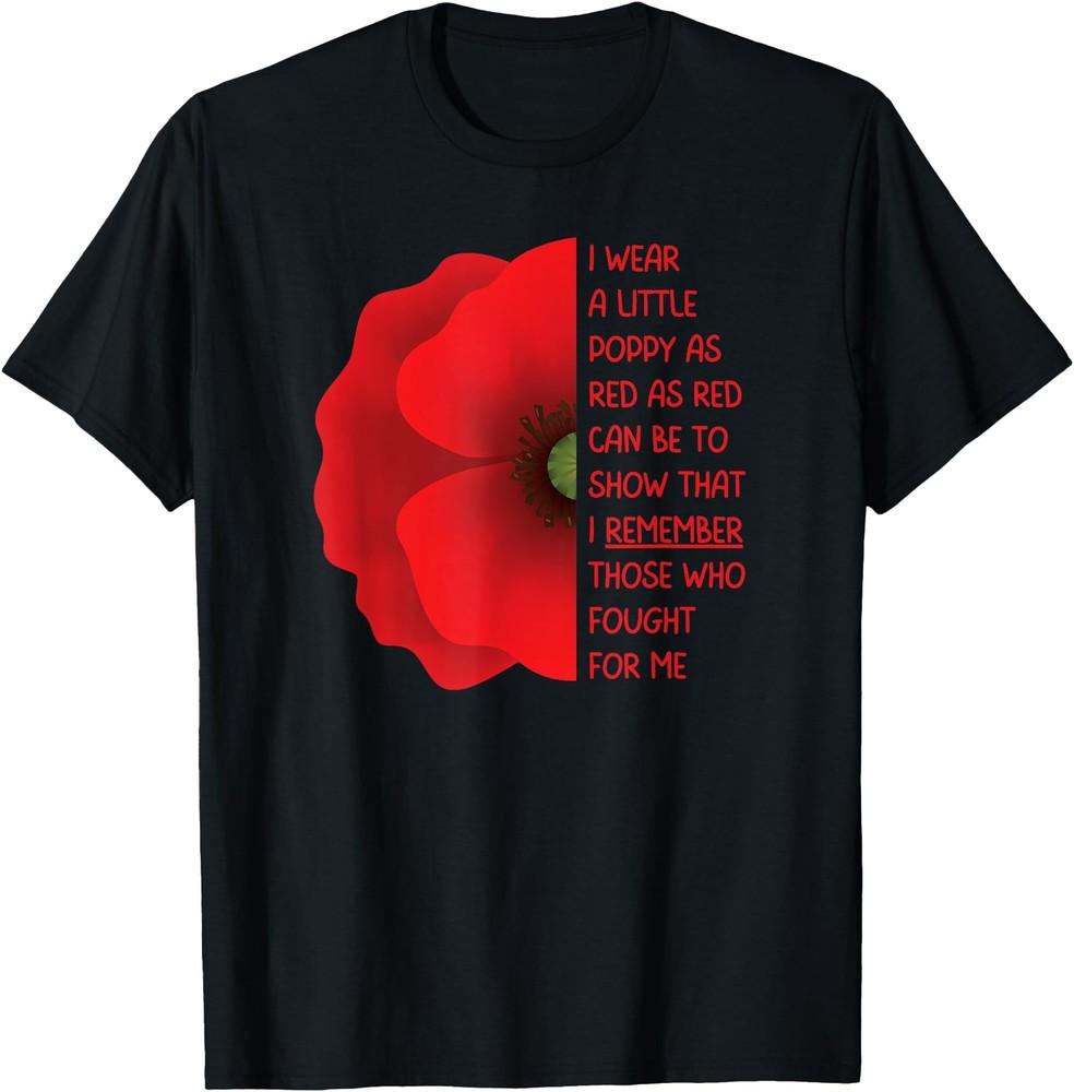 День ветеранов США Памятная футболка с красным маком 'Lest We Forget'