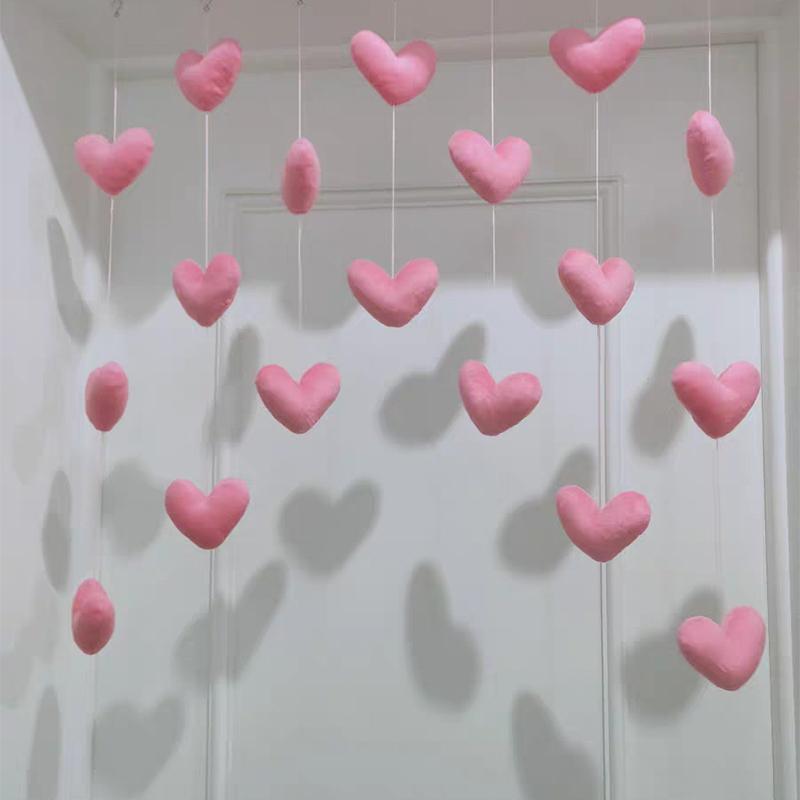 Hanging Door Curtains DIY Ornament Heart-shaped Self-adhesive Solid Color Home Decorations