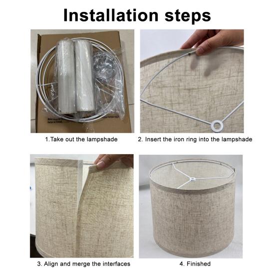 2Pcs Fabric Lamp Shade Metal Frame Construction Universal Simple Installation Light Cover Lampshade Replacement Parts