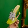 Women's Party Dress Pumps Women's Slippers Elegant Rhinestone Flower Design Slippers Summer PVC Clear Thin High Heels Sandals