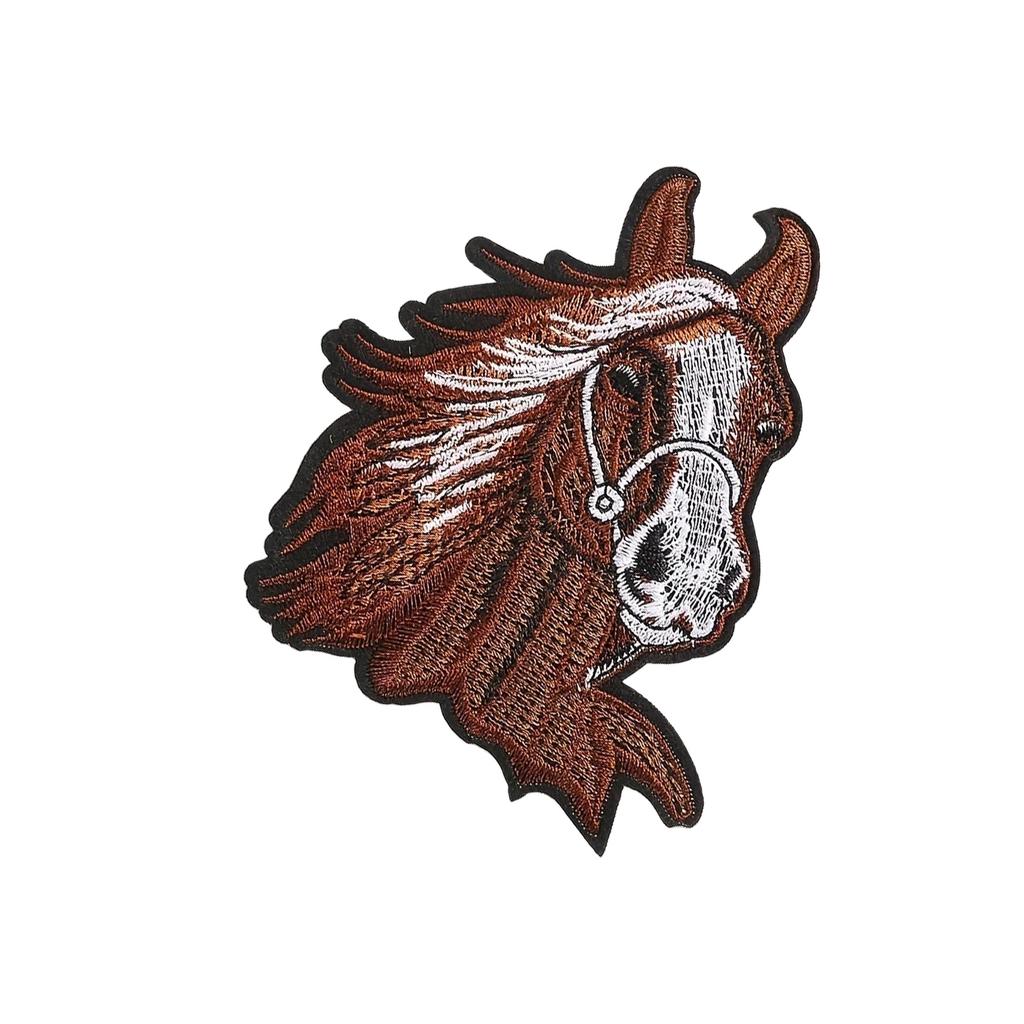 Horse Head Iron On Patches Applique Patches Animal Repair Patches Pony Embroidery Patches for Clothes Bag Decoration