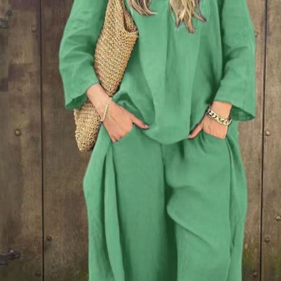 Женские комплекты из двух частей, длинный рукав, нерегулярный пуловер, топ с V-образным вырезом и широкий