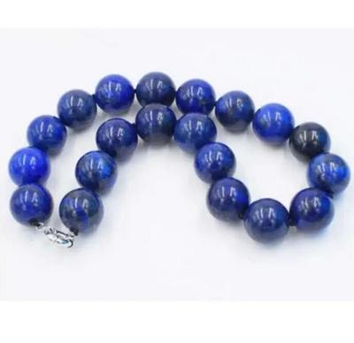 Ожерелье из синего лазурита, круглое, 12 мм, 18 дюймов.