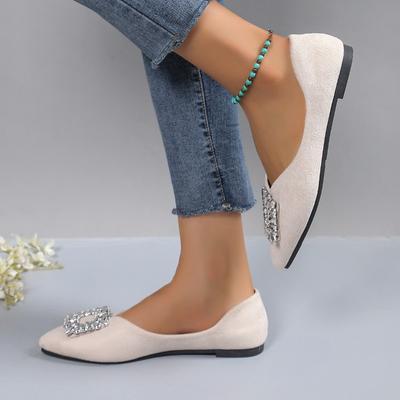 Ретро туфли-одиночки темперамент знаменитости стразы квадратная пряжка балетки чувство дизайна нишевые туфли Doudou