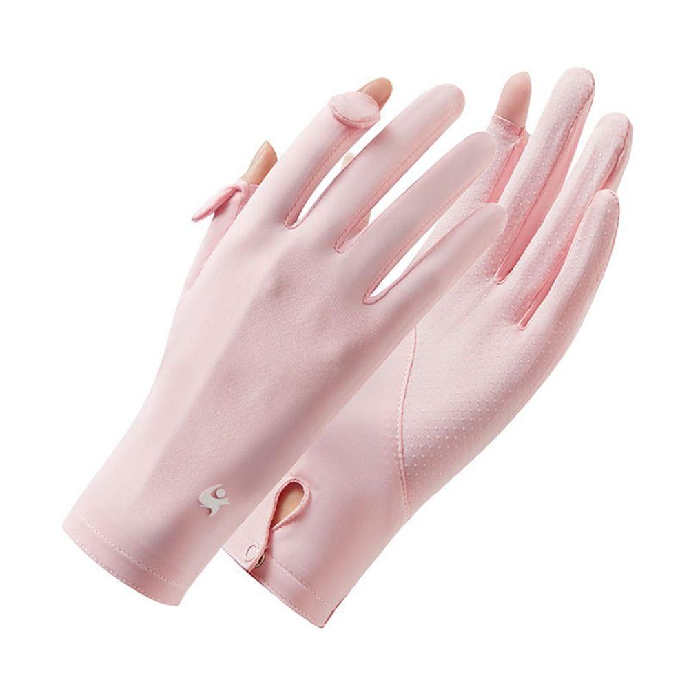 Women Sunscreen Summer Ice Silk Gloves Sun Protection Gloves Anti-UV Gloves Mittens