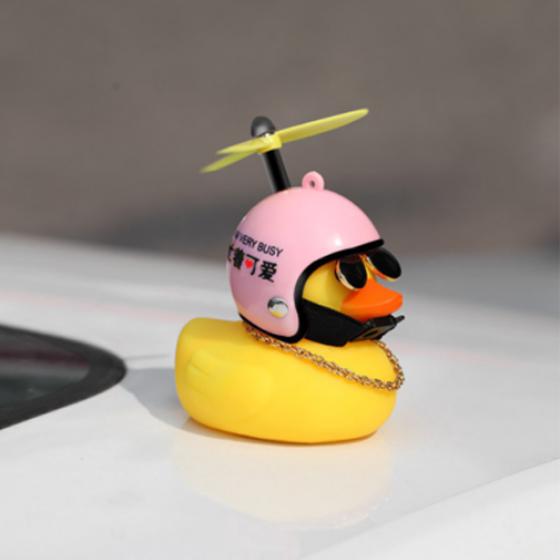 Lovely Duckling In The Car Ornament With Helmet Chain Car Interior Accessories Decorations Auto Dashboard Toys Duck In The Car