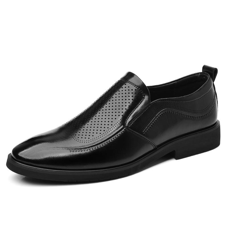 Мужская обувь весна лето 2025 полая дышащая модельная кожаная обувь на одной педали, закрывающая ногу, офисная обувь 2025