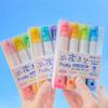 4pcs Fruity Highlighter Pens Set Brush Tip Strobe Bling Glitter Color Marker Liner for Drawing Painting Art School