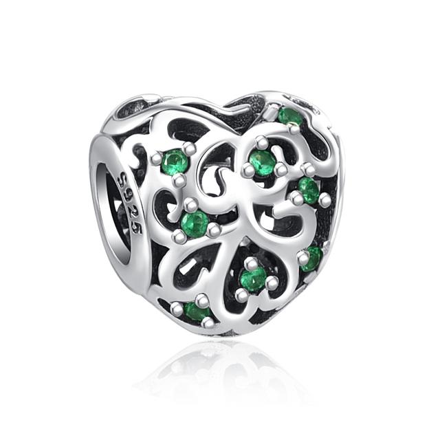New 925 Silver Heart Shape Love Family Flower Rainbow Diy Fine Beads Fit Original Pendant Charms Silver 925 Bracelet Jewelry