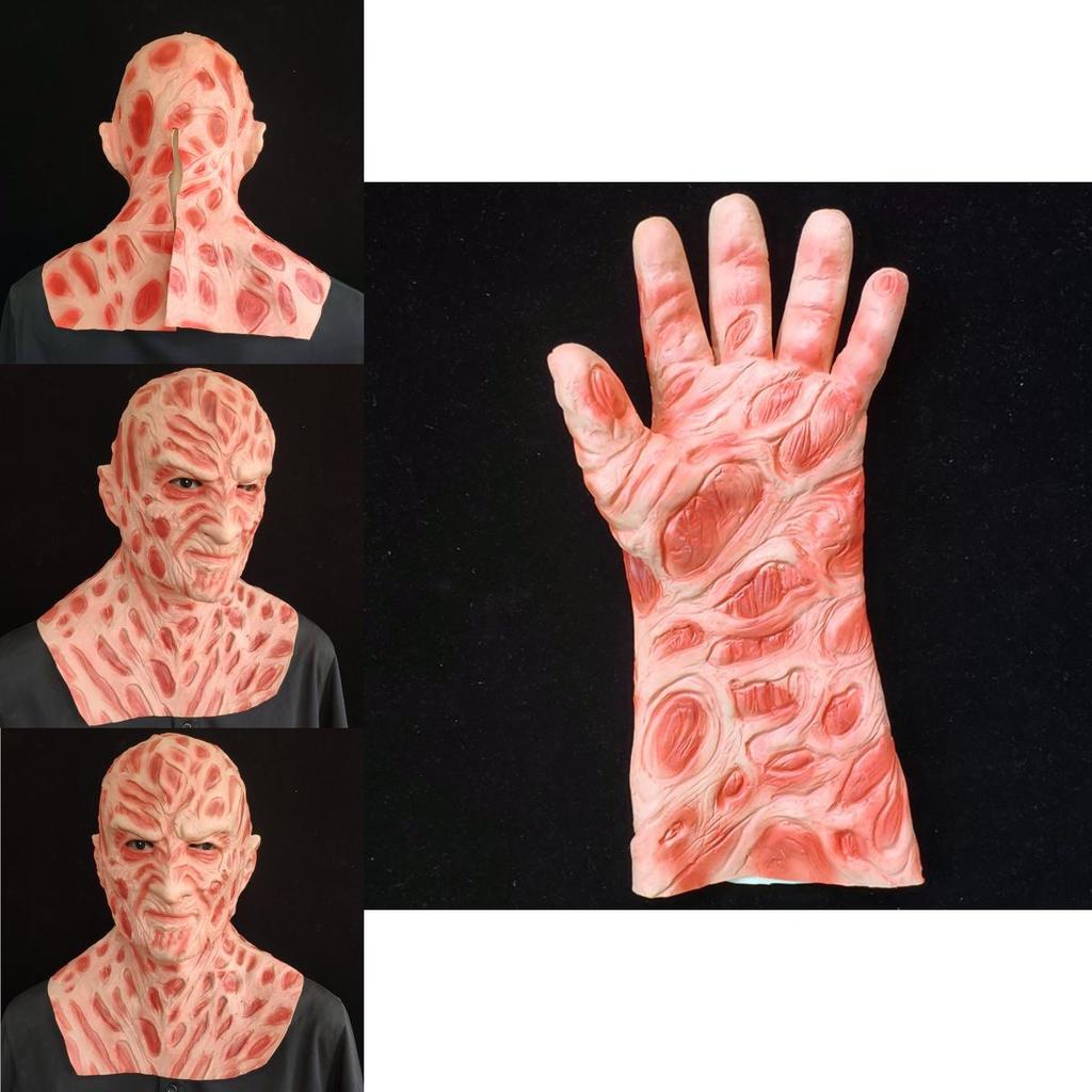 Фредди против Джейсона Набор латексной маски и перчатки Фредди Крюгера для костюмированной вечеринки на Хэллоуин