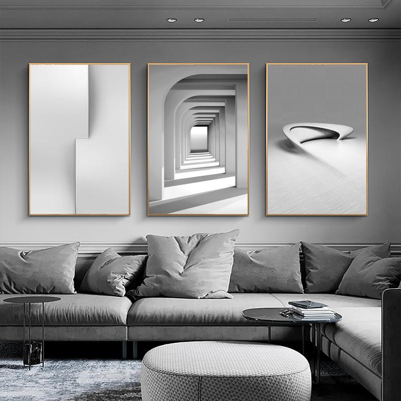 Скандинавские черно-белые геометрические космические художественные холсты, постер, картина с принтом, абстрактные 3D настенные художественные картины для гостиной, современный декор