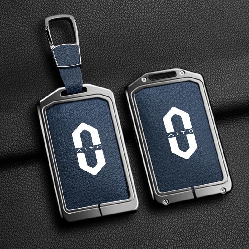 Huawei AITO M7/M5/M5ev Key Case: Genuine Leather Full-Coverage Key Shell & Buckle