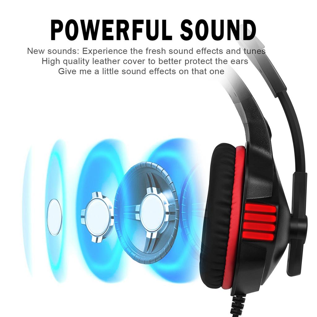 V3 3.5mm Wired Gaming Headset Noise Canceling E-Sports Earphone Over Ear Headphones 50mm Dynamic Coil Speaker Automatic Noise Reduction 3.5mm + USB In
