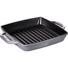 Staub Pure Grill Square Gray 23cm Grill & Frying Pan, Double-Handled, Cast Iron, Enamel, Induction Compatible [Official Japanese Product] 40511-729