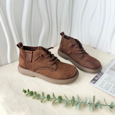 Ретро матовые кожаные ботинки Мартин на шнуровке для женщин, весенние новые универсальные повседневные плоские короткие ботинки для женщин