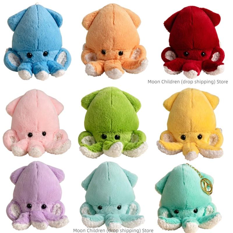 1Pc 10Cm Octopus Plush Pendant Stuffed Colorful Ocean Animal Cartoon Key Chain Decor Plushie For Bag Gift Child Accompanying