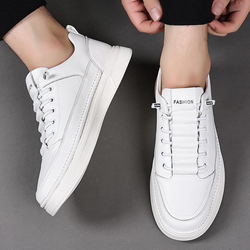 FashionSpring Мужские модные повседневные туфли из коровьей кожи на шнуровке для мужчин, удобные туфли для спорта и отдыха на толстой подошве