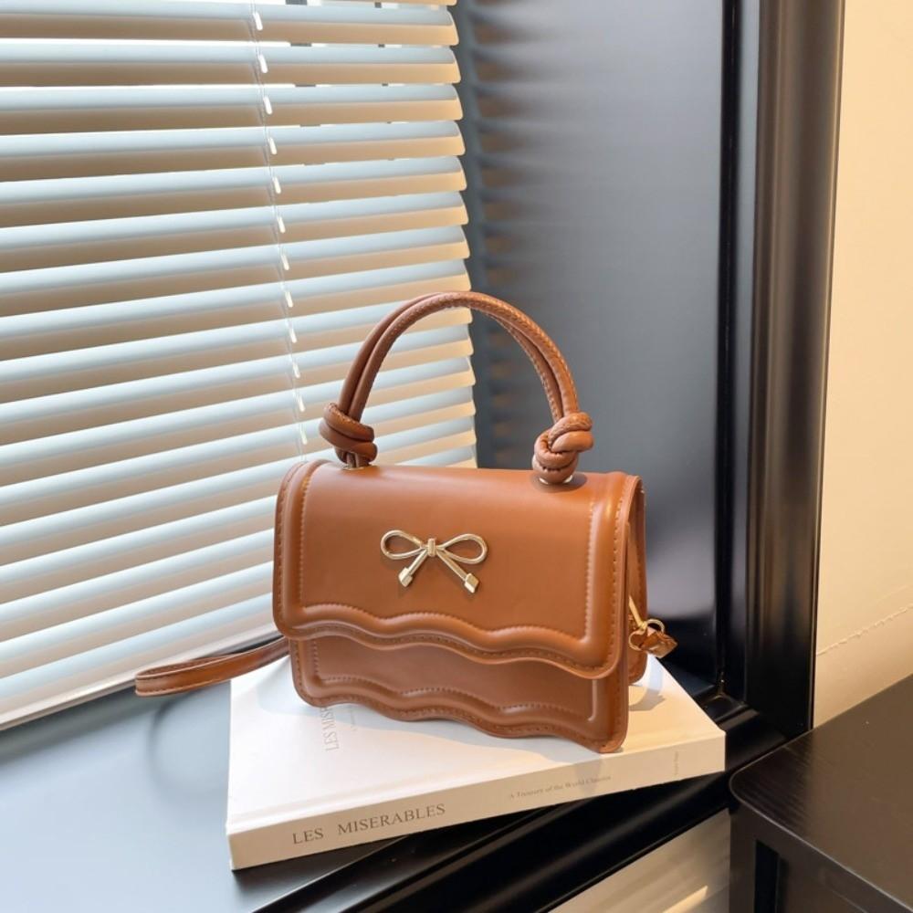Sweet Metal Bowknot Tote Bag Solid Color Small Crossbody Bag New Single Shoulder Bags  Casual Wear